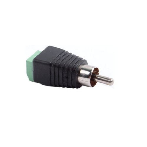 RCA Male Plug to 2-Pin AV Screw Terminal Adapter – Solderless Audio & Video Connector