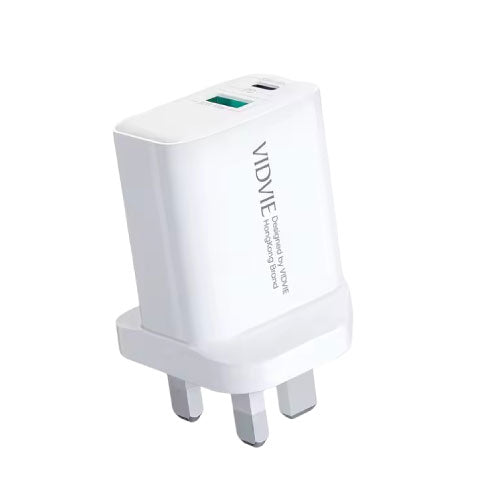 Vidvie PLB 143 Fast Charger 1 USB and Type C Port 20W Quick Charging Speed (T26799) - Alqamarshop