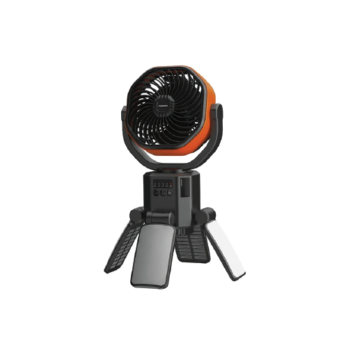 Porodo Suncharge 6000mAh Solar Outdoor Fan with LED Light – Black & Orange