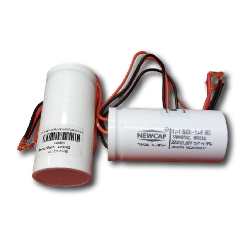 NewCap Spark Motor Running Capacitor 12µF (Black) & 5µF (Red), 370/440V (T25864) - Alqamarshop