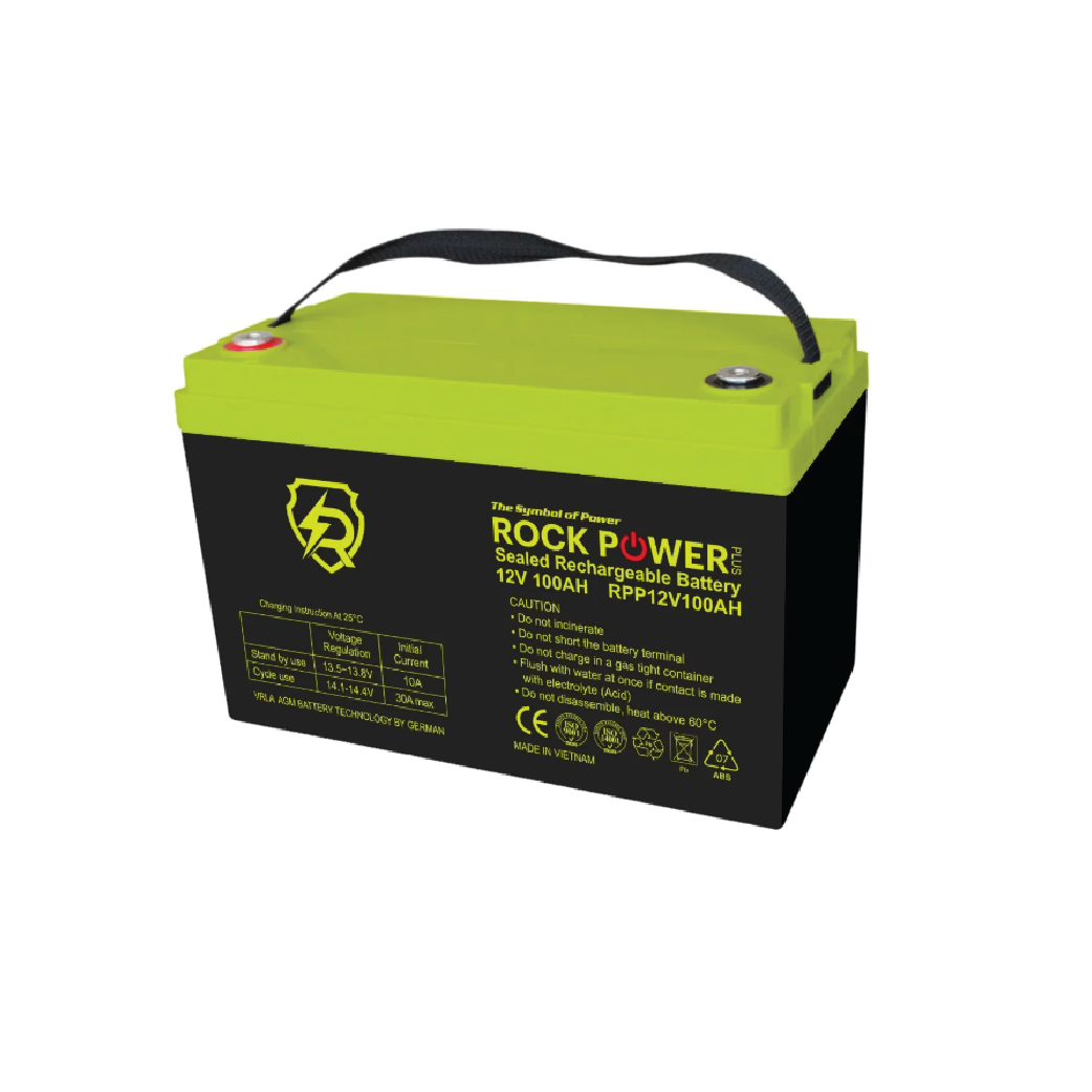 Rock Power Plus RPP12V100AH 12V 100Ah AGM VRLA Battery – Sealed Rechargeable Deep Cycle Battery