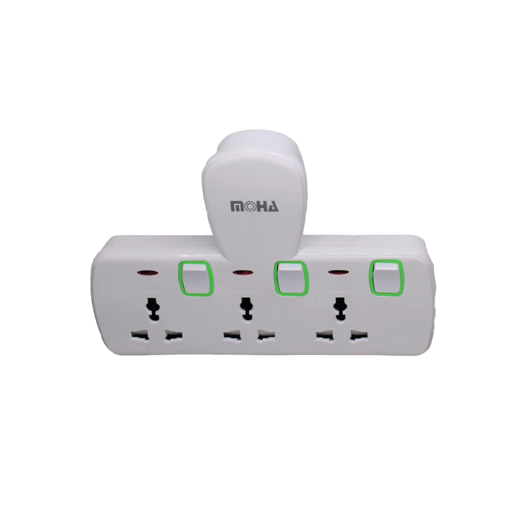 MOHA 3-Way UK Power Socket – Heavy Duty T-Type Direct Plug-In Adaptor 13A 3250W