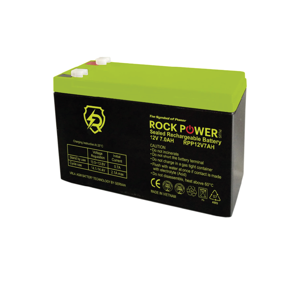 Rock Power Plus 12V 7.0AH 12V 7Ah VRLA AGM Rechargeable Battery – Maintenance-Free Sealed Lead Acid Battery