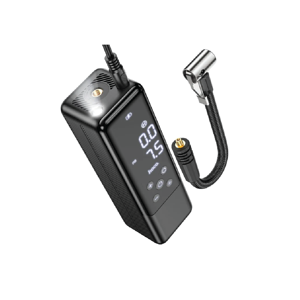 مضخة الهواء الذكية HOCO ZP5 - منفاخ إطارات رقمي محمول قابل لإعادة الشحن بمنفذ USB (0-150 رطل لكل بوصة مربعة)