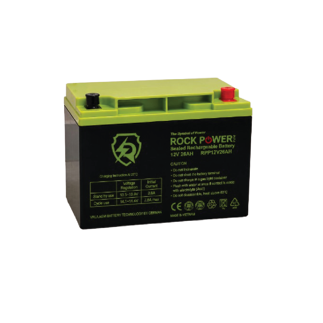 Rock Power Plus 12V26AH 12V 26Ah VRLA AGM Rechargeable Battery -Maintenance-Free Sealed Lead Acid Battery