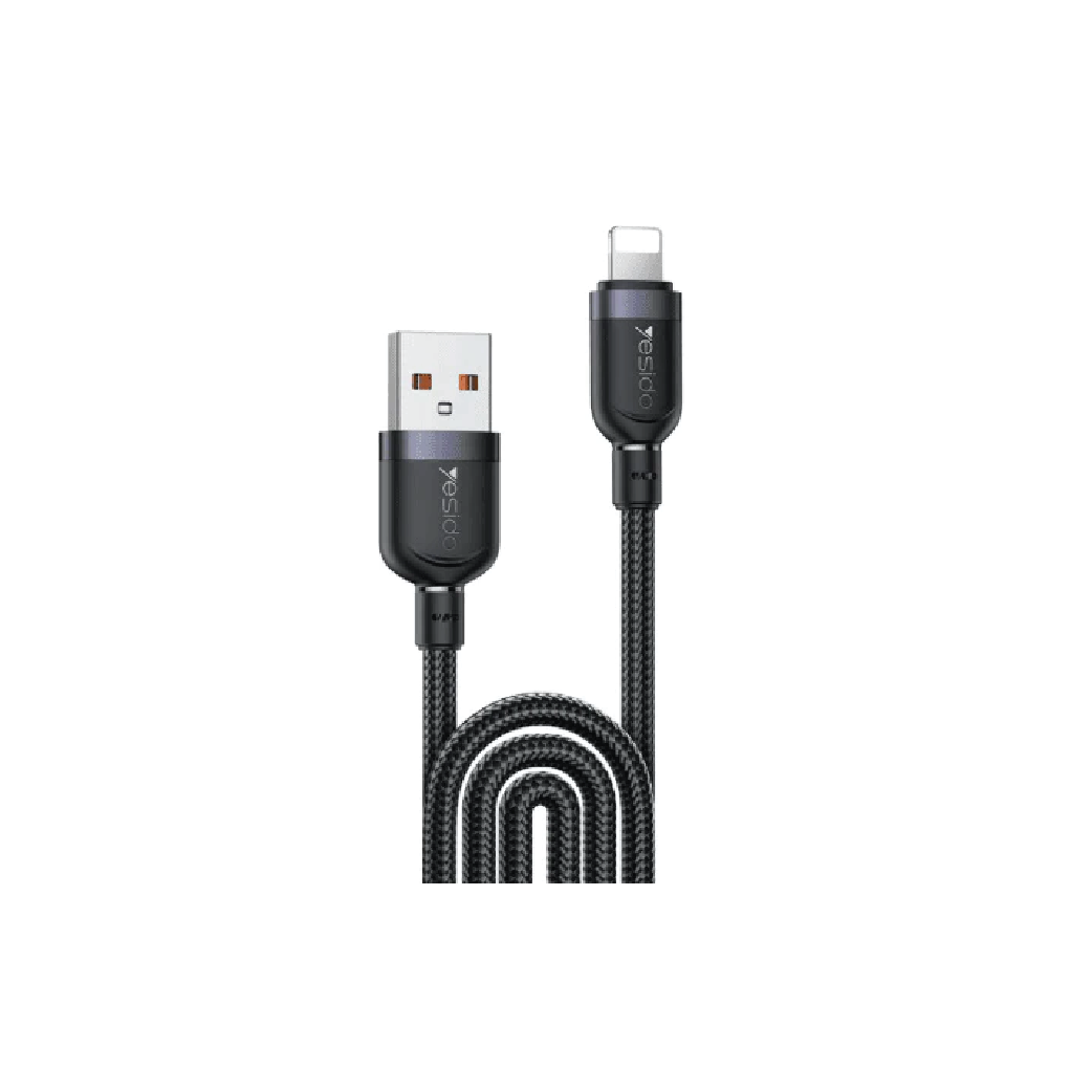 Yesido CA134L USB to 8-Pin Fast Charging & Data Cable – 3M, 12W (Black)