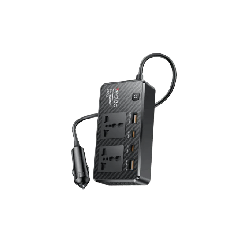 Car Inverter VC07 12V to 220V Power Converter-65W Fast Charging with QC3.0, PD USB-C & Multi Connector