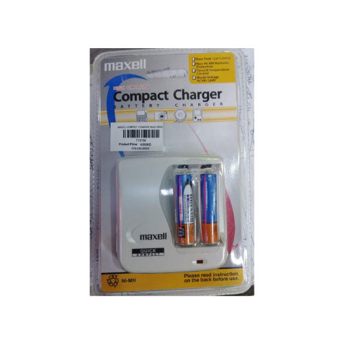Maxell Compact Battery Charger with Rechargeable AA/AAA Battery Support Fast Reliable (T19786) - Alqamarshop