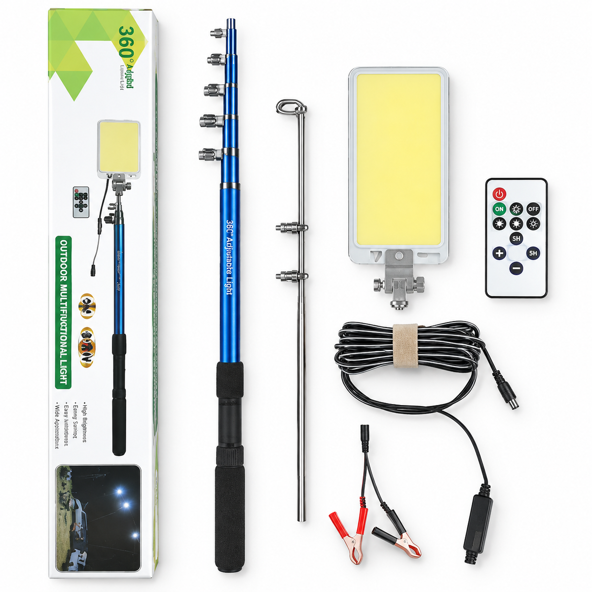 5m LED Fishing Rod Camping Lamp 900 LEDs IR Remote 3 Modes