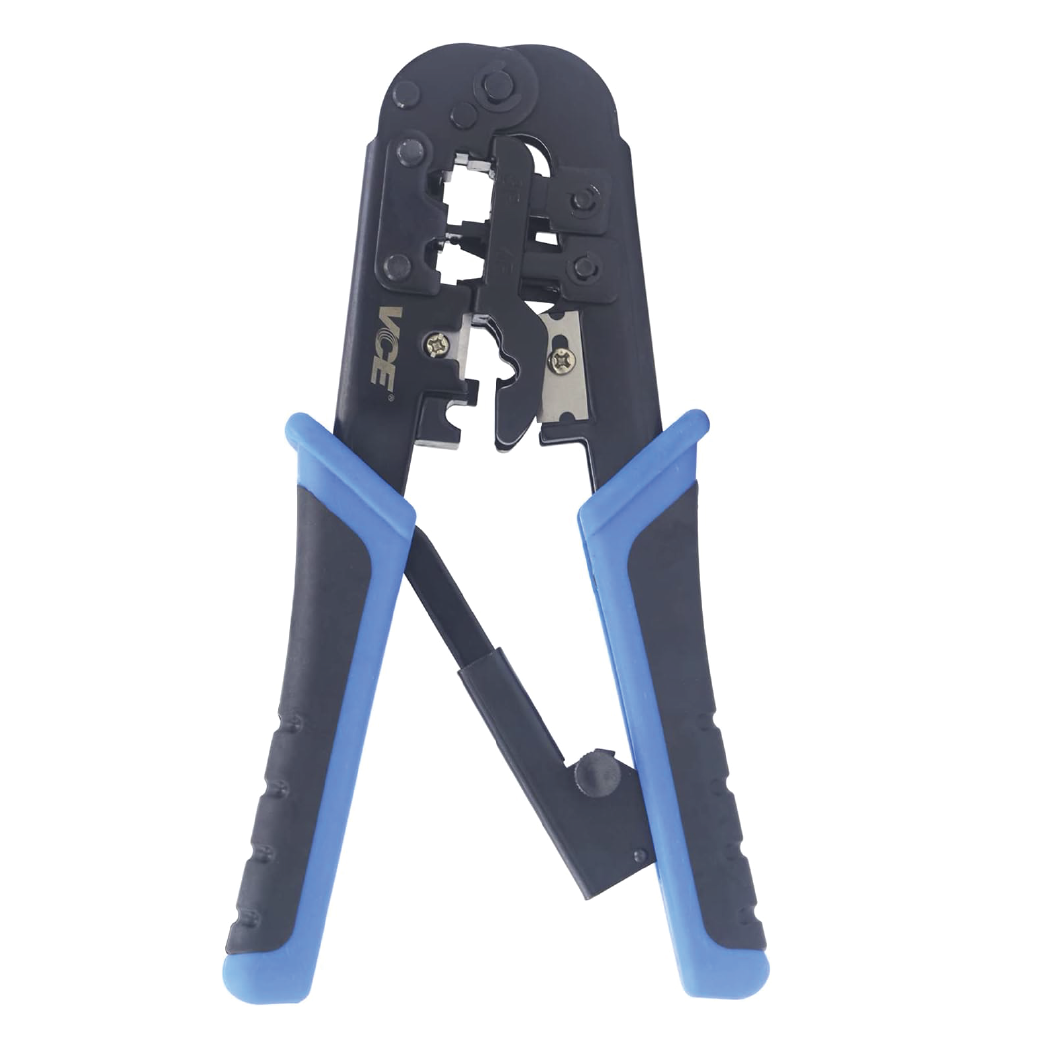 أداة تجعيد معيارية مزدوجة HT-N568R – أداة كابلات متعددة الوظائف لشبكة RJ45/RJ11/RJ12 للقطع والتجريد (7-7.5 بوصة)