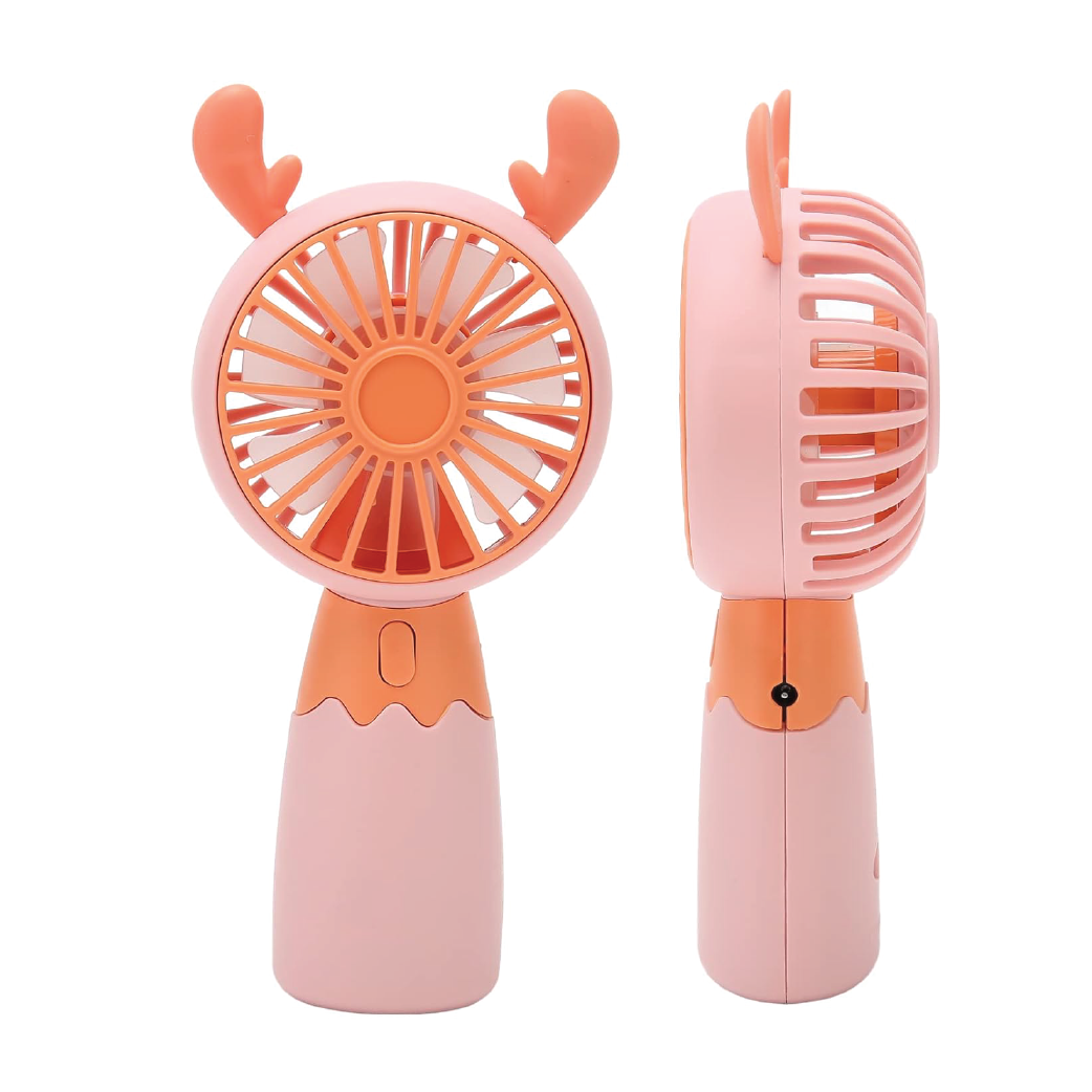 Mini Handheld Fan T27391 1.5W Rechargeable Portable Fan with Deer Antler Design Multi-Speed