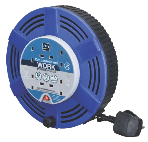 12m Cassette Reel Work Power 4 Socket (T25816) - Alqamarshop