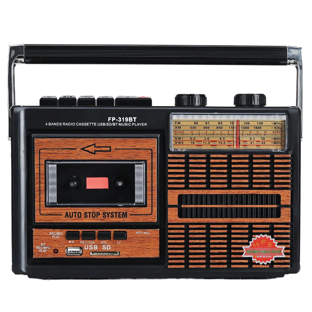 KNSTAR FP-319BT Portable Retro Cassette Player & 4- Band Radio – Bluetooth, USB & SD Music Playback