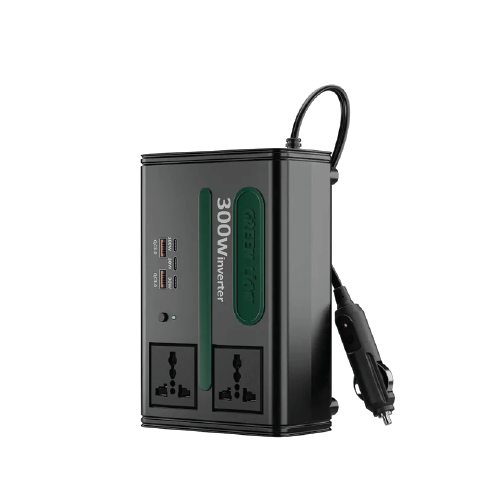 Green Lion GC-300 7-in-1 Car Power Inverter DC to AC Multi-Port – Black
