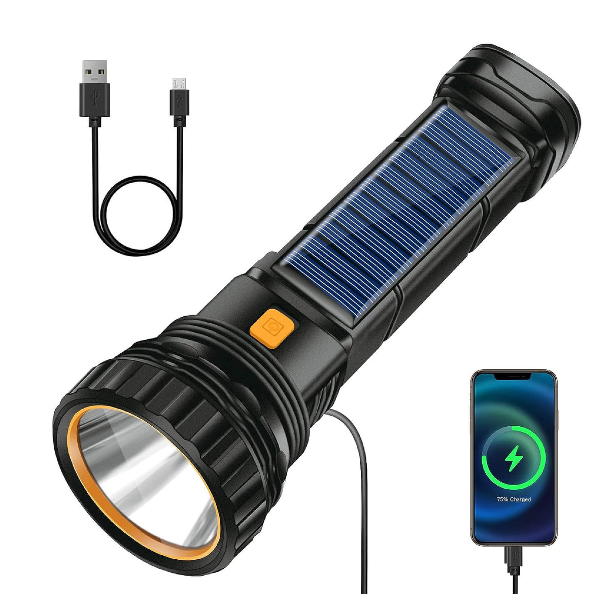 HG-1289 Solar Rechargeable LED Flashlight