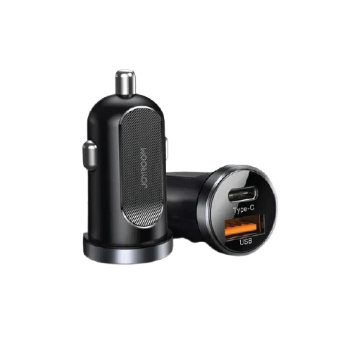 Joyroom C-A08 Mini 30W Dual-Port Car Charger – PD & QC3.0 Fast Charging, Black