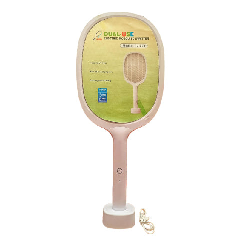 Dual-Use Electric Mosquito Swatter Rechargeable Racket FB-360 with Stand Base (T22788) - Alqamarshop