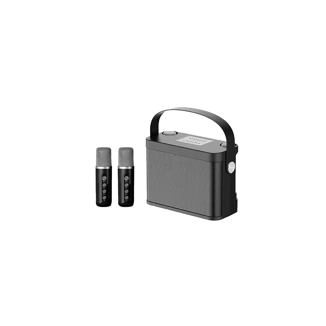 Portable Hifi Wireless Karaoke Speaker With 2 Mics (T26876) - Alqamarshop
