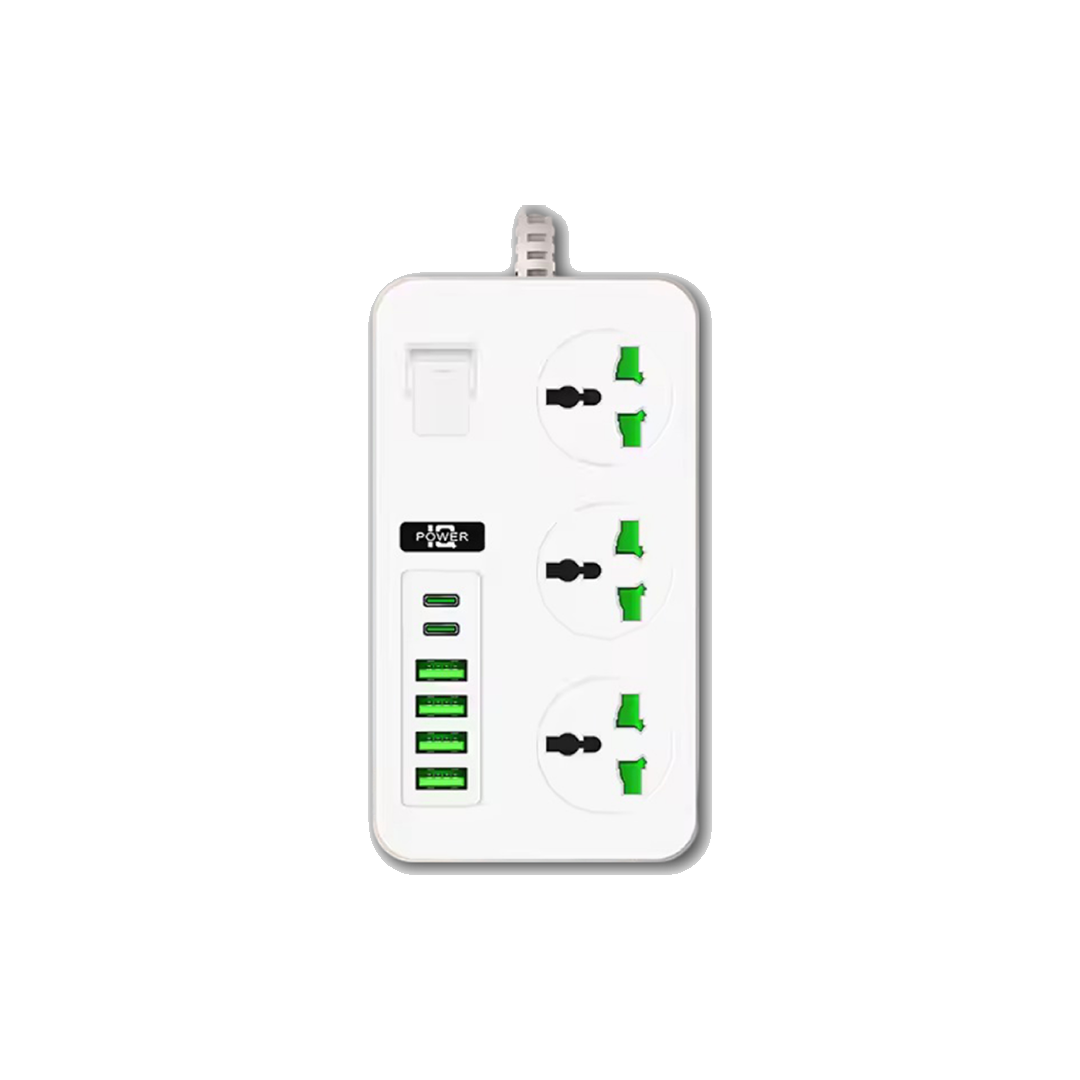 Power Socket 4 USB 2 Type C 2500w A06 10 Meter (T26873) - Alqamarshop