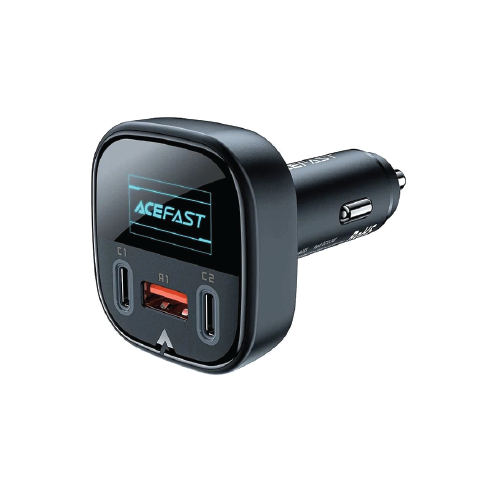 Acefast B5 101W 3-Port Fast Car Charger – Dual USB-C + USB-A with OLED Display