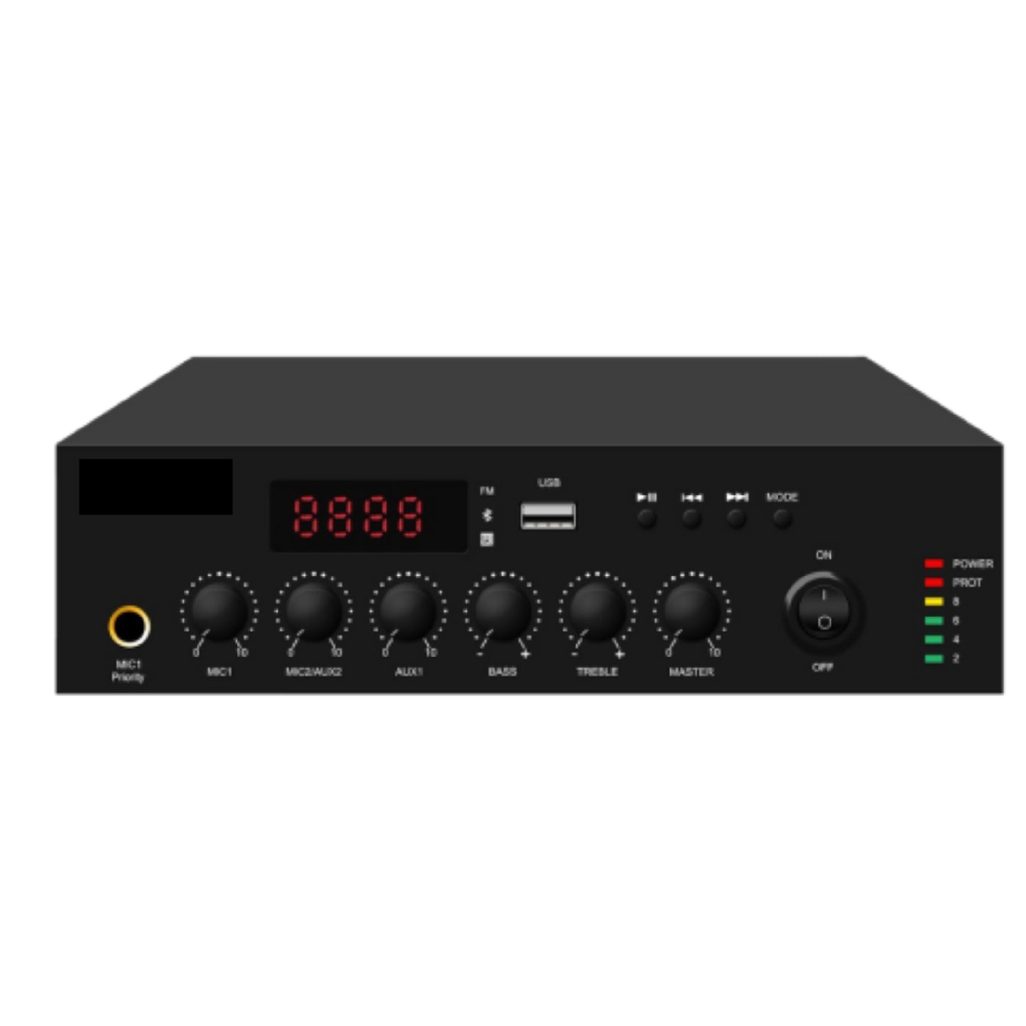 مضخم صوت بمُدمج DSPPA 120W مع بلوتوث وراديو FM ومنفذ USB – 100 فولت/70 فولت و 4–16 أوم