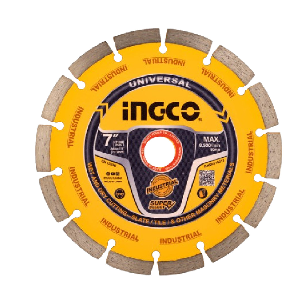قرص قطع جاف ماسي من Ingco DMD011801 – 7 بوصة (180 ملم)، فتحة 22.2 ملم