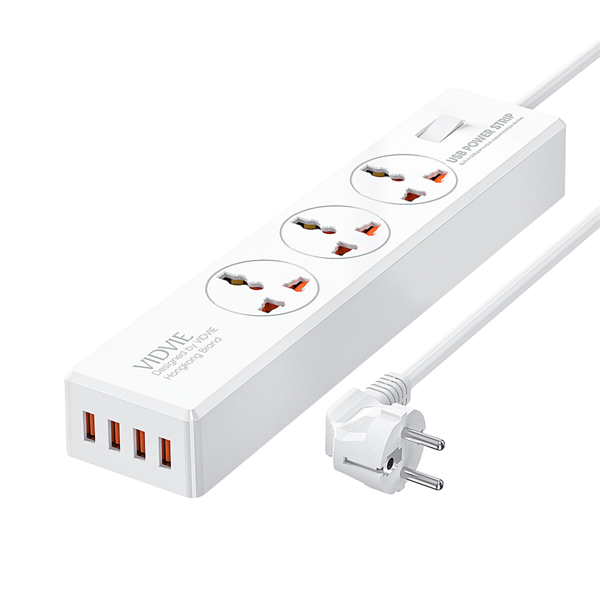 Vidvie Universal Plug 4usb Outlet With Switch 2400W - Alqamarshop