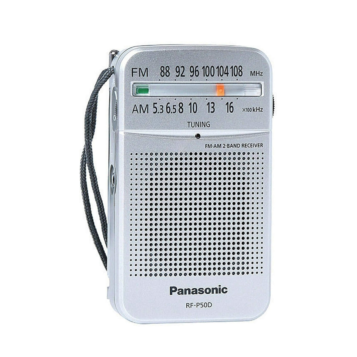 Panasonic FM/AM 2-Band Portable Receiver – Model RF-P50D (Silver)