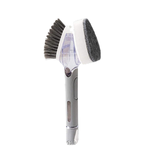 Double Headed Dish Wand Scrub Brush Soap Dispenser Kitchen Long Handle Pot Brush with 3 Pcs Non Scratch Sponges - Alqamarshop