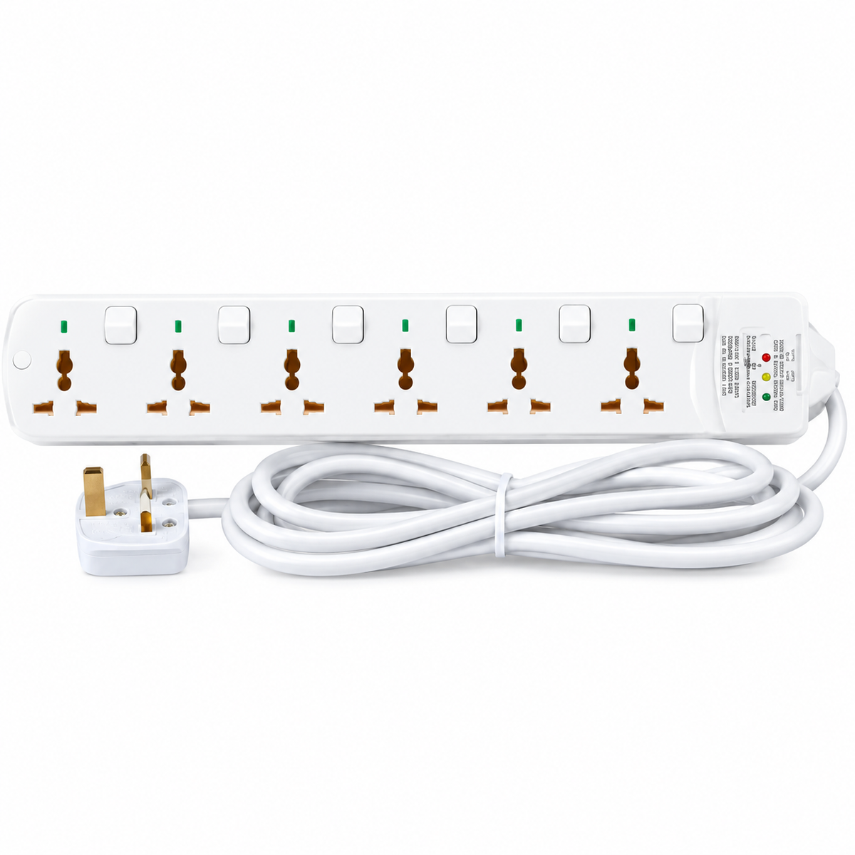 MOHA 6-Way Universal Extension Socket, 3m Cable, 13A 3250W