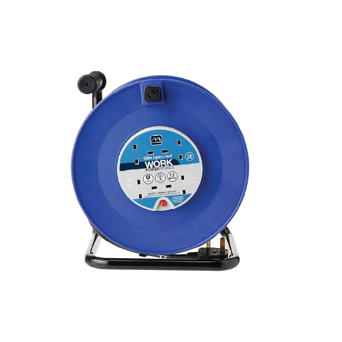 Masterplug 50m 4-Socket Open Cable Reel 13A