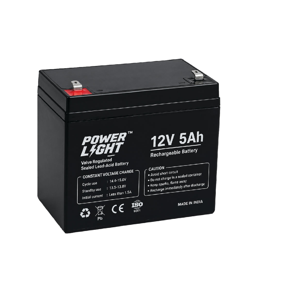 بطارية حمض الرصاص محكمة الغلق قابلة لإعادة الشحن AGM، طراز Power Light PL12-5، بجهد 12 فولت وسعة 5 أمبير في الساعة