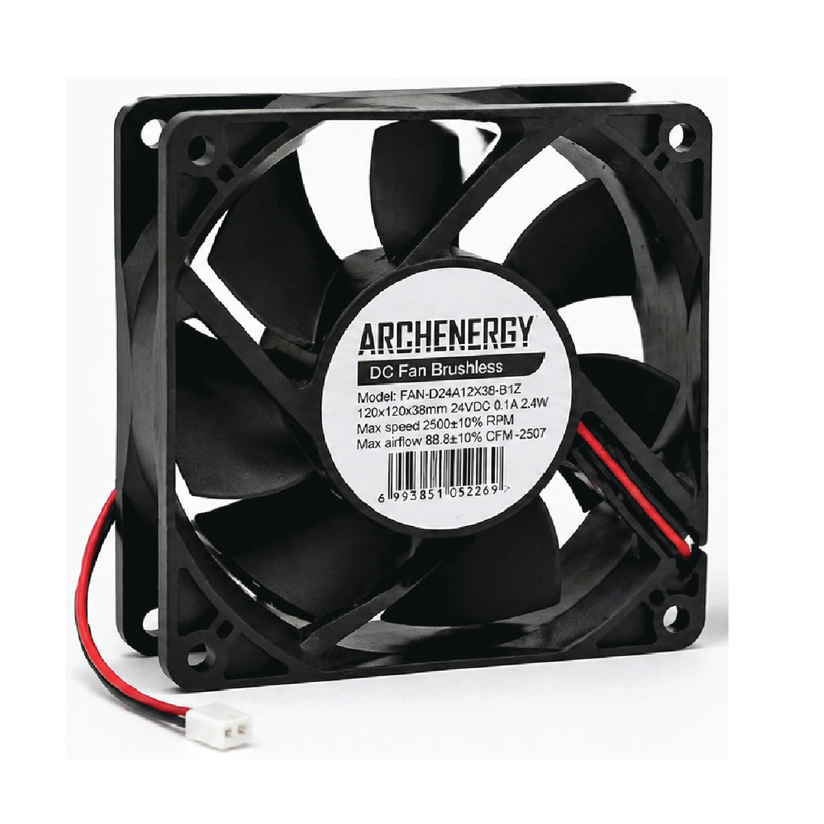 ARCIENERGY FAN-D24A12038-B1Z 120mm Brushless DC Cooling Fan 24V 2.4W 2500 RPM 96.8 CFM Airflow