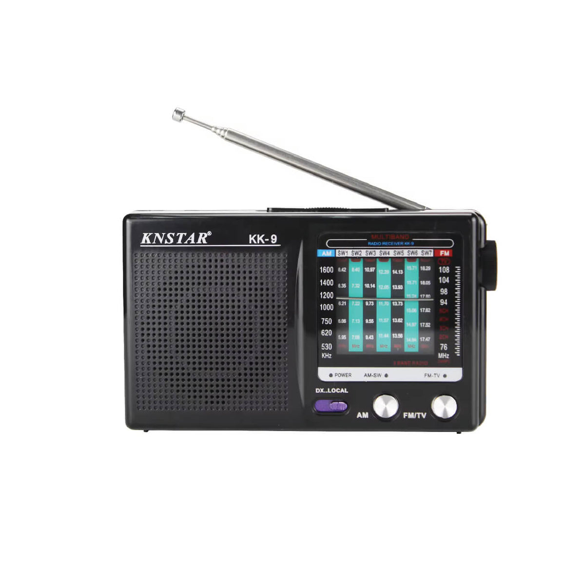 KNSTAR RX-608A World Receiver – Portable 4-Band High-Sensitivity FM/AM/SW Radio