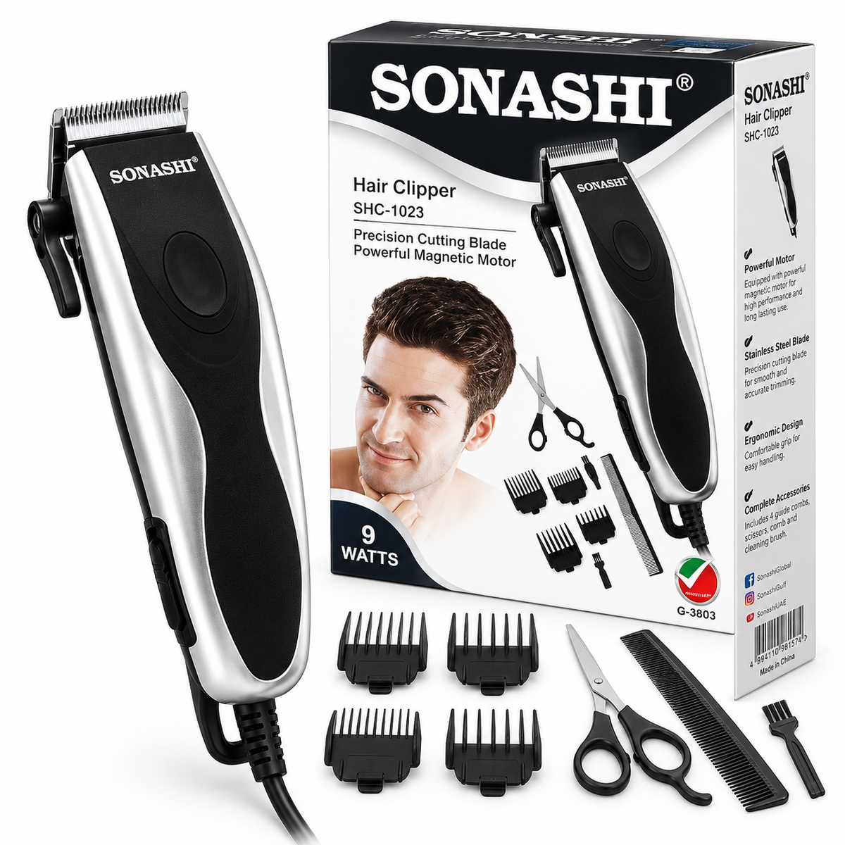 Sonashi Hair Clipper for Men SHC-1001 – Gold, 9W