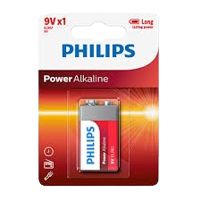 PHILIPS POWER ALKALINE BATTERY 9V 1 PACK 6LR61 - Alqamarshop