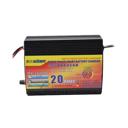 Suoer Smart Solar Universal Car Battery Charger 12V 20A MA-1220AS - Alqamarshop