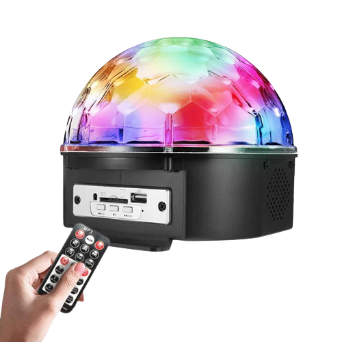 Disco Ball Lights, 9 Color LED Stage Light Crystal Magic Ball Lamp Rotating Party Light Sound Activated Strobe Light MP3 Player with Remote & Bluetooth Control and U Disk for Party Xmas Wedding