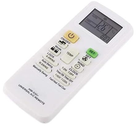ASHATA Universal Air Conditioner Remote Control with LCD Display, Clock and Timer Function for Panasonic, LG, Sharp, Haier, Gree, Midea, Toshiba, Samsung and More - Alqamarshop