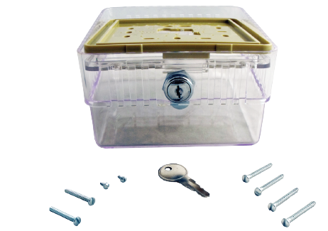 BTG-K Supco SUP Clear Plastic Locking Thermostat Guard, 5 1/4" x 4 5/8" x 3" with Solid Base and Key
