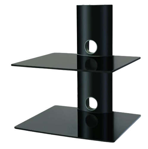 BEST 2-Tier DVD/Receiver/STB Wall Mount Glass Shelf Unit - Up to 44 lb (20 kg) (BEST-DVD-2) - Alqamarshop