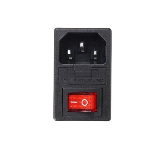 Power Socket With Indicator Switch and Fuse Connector Socket AC-01 3 Pin AC - Alqamarshop
