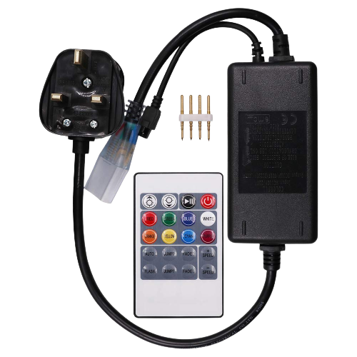 LED Controller 220V Transformer Power Adapter UK Plug for RGB LED Strip Neon Light 20-key IR Remote + 1000W - Alqamarshop