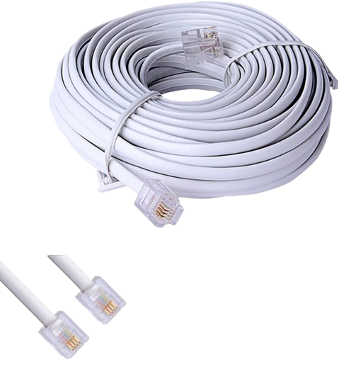 Telephone Cord Cable Wire White 10m - Alqamarshop