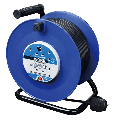 Masterplug Thermal Cut-out Open Cable Reel 4 Socket Blue 50m 13A - Alqamarshop
