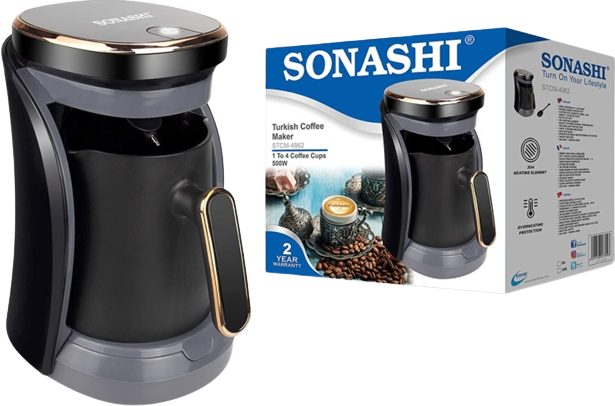 Sonashi Turkish Coffee Maker 500W STCM-4962 - Alqamarshop