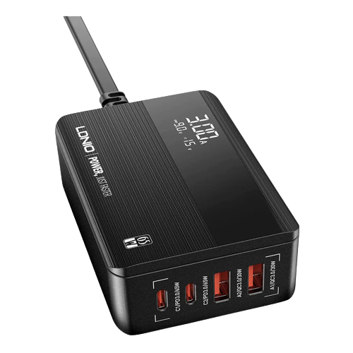 Ldnio Super Fast Charging Desktop Charger - USB-C / 2 Meters A4808Q 65W / Black - Alqamarshop