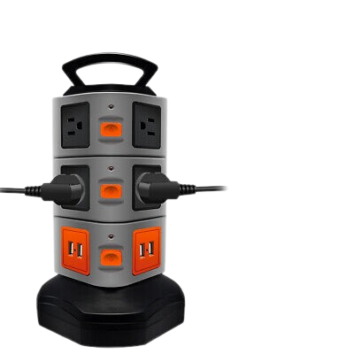 RONY Multi-outlet power tower Vertical Rotating Overload protector 4 USB / 10 Outlets