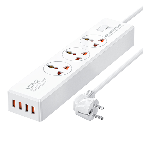 Vidvie Universal Plug 4usb Outlet With Switch 2400W - Alqamarshop