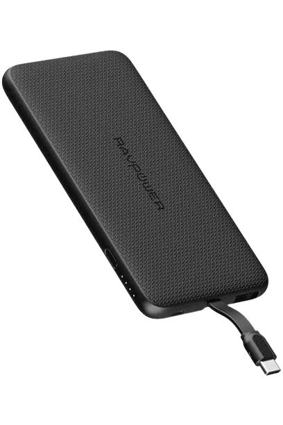 Ravpower Blade Series Portable Charger Power Bank with Built-in Type-C Cable – Black (5000mAh) - Alqamarshop
